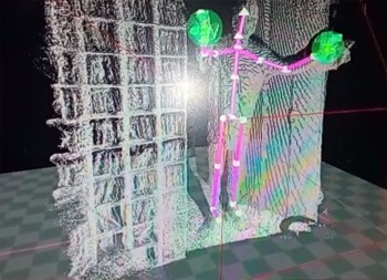 Kinect Studio 2.0 in der 3D-Ansicht (mit der Option &quot;Grey Point Cloud&quot;)